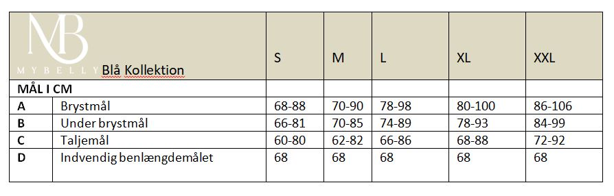Størrelsesskema MyBelly