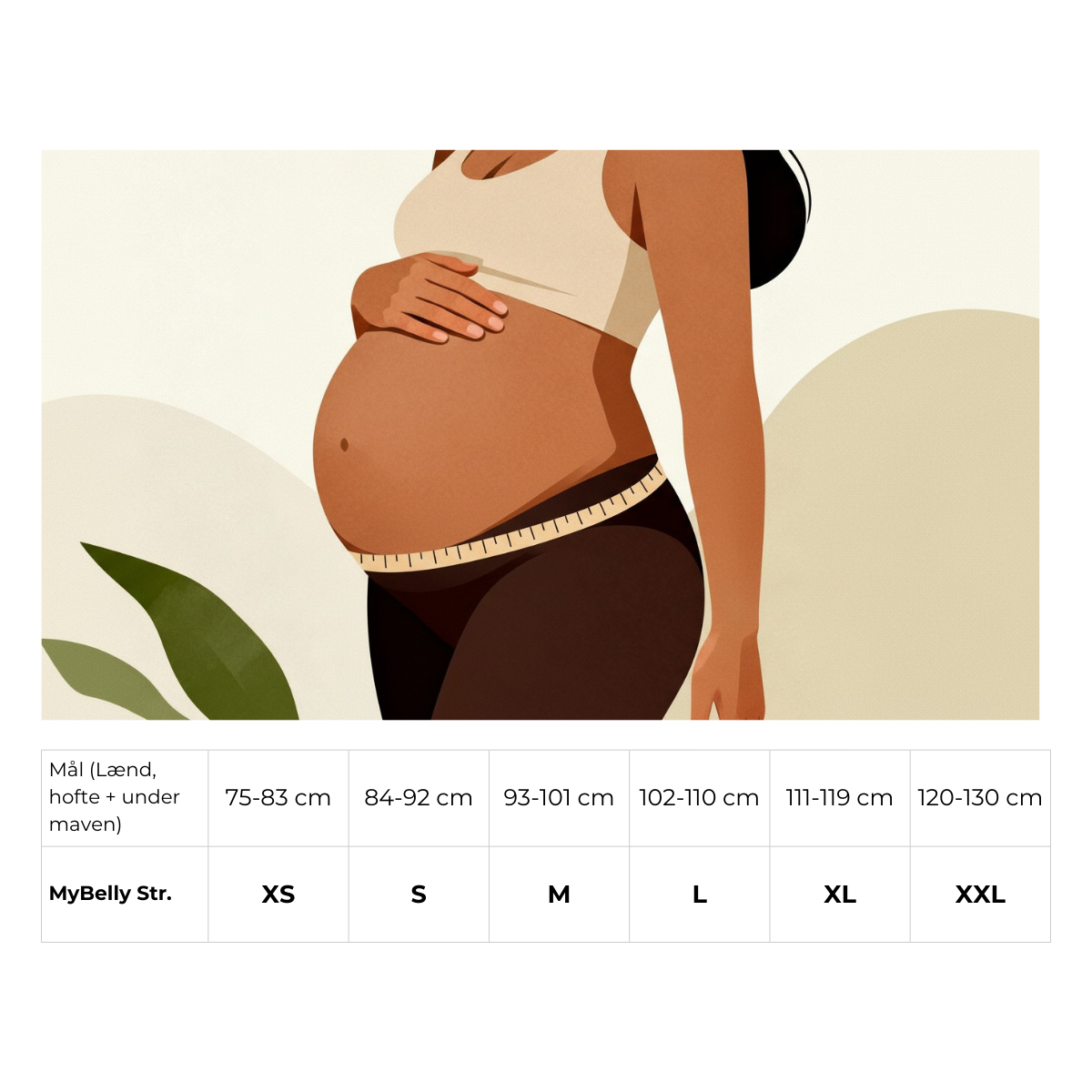 Størrelsesguide til graviditets leggings