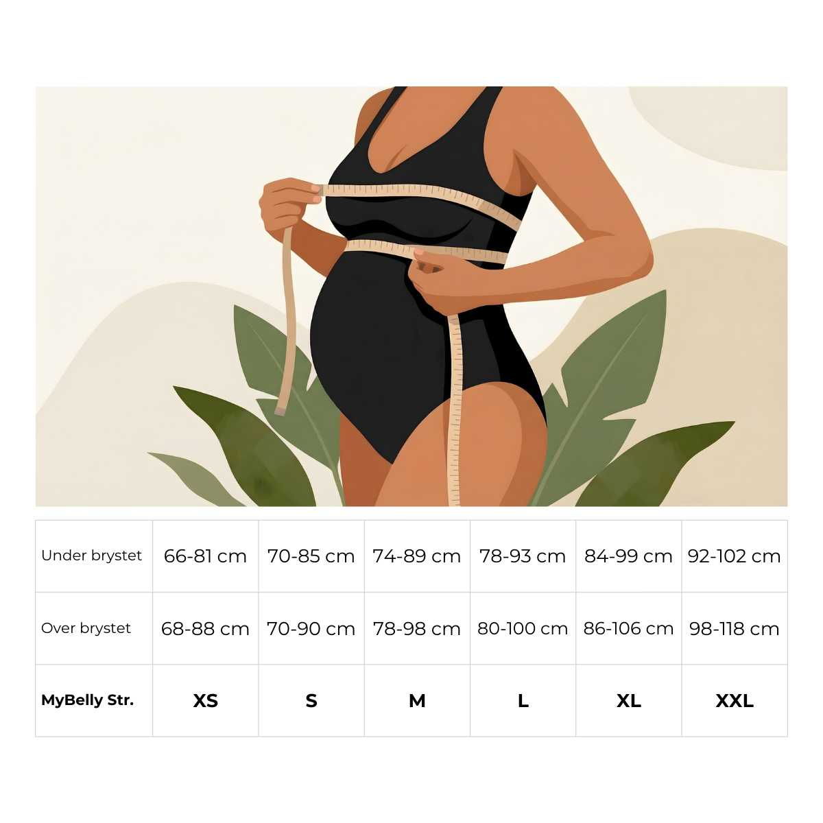 Størrelsesguide for graviditets- og amme-badedragt